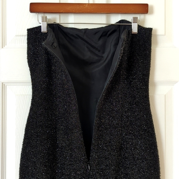 1995 Vintage Little Black Sparkle Knit Strapless Sheath Tube Mini Dress 4 - Picture 12 of 14